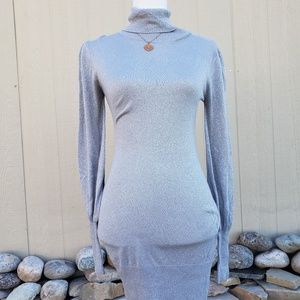 Turtle neck silver sweater dress
